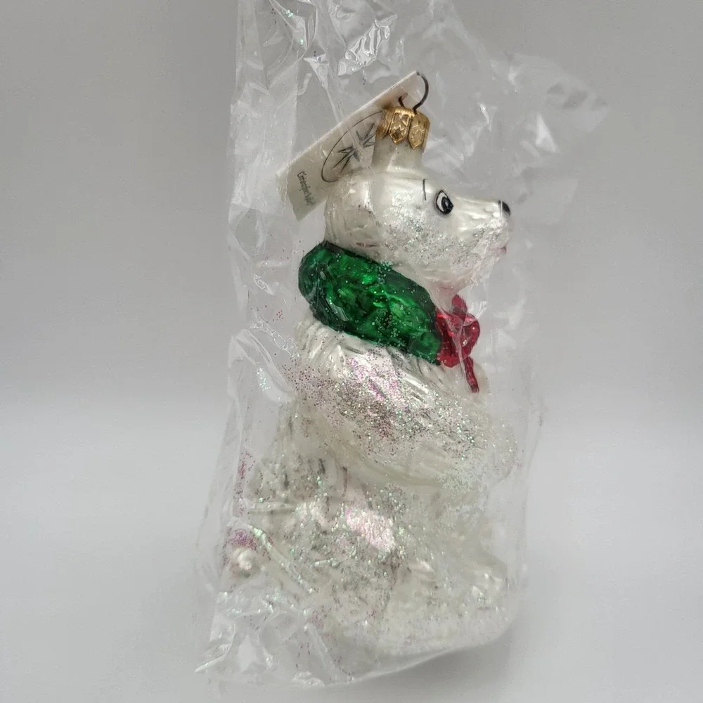Christopher Radko 1995 Winter Wreath Polar Bear Glass Ornament ~New Sealed!